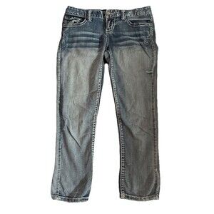 Maurices Jeans Womens 3/4 Reg Blue Mid Rise Straight Leg Stretch Denim